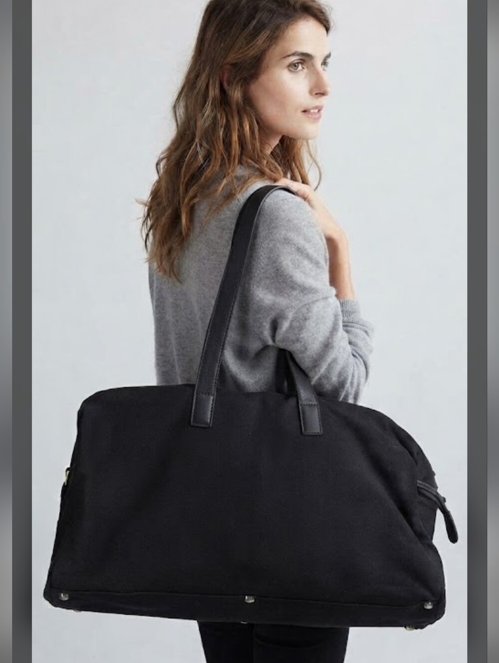 Everlane The Twill Weekender - Navy with Black Leather One Size